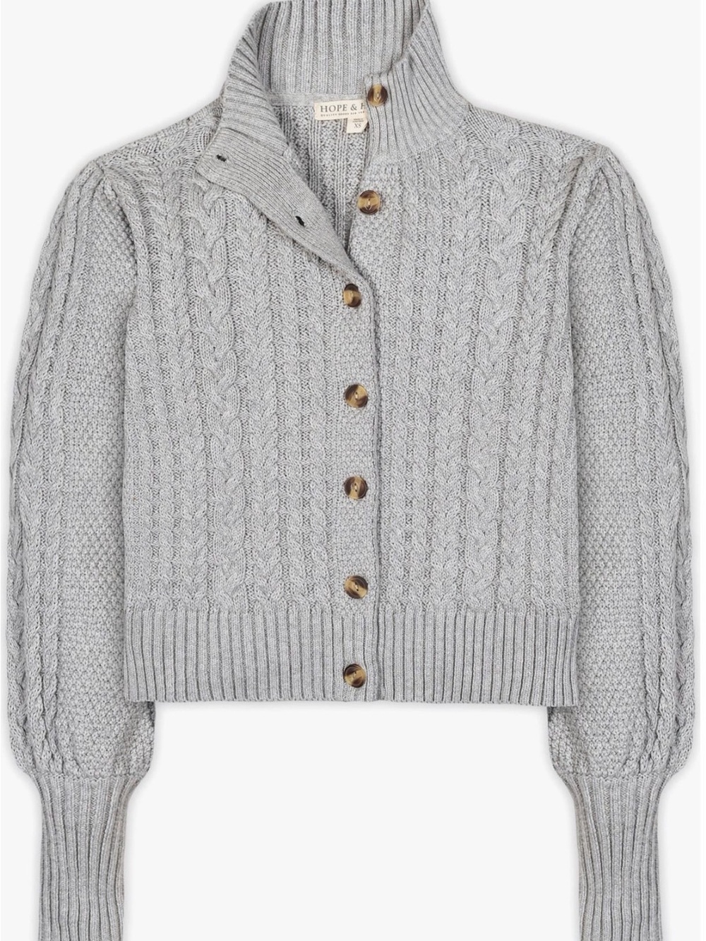 HOPE & IVY Light Gray Cable-Knit Button Cardigan Never Worn NWOT